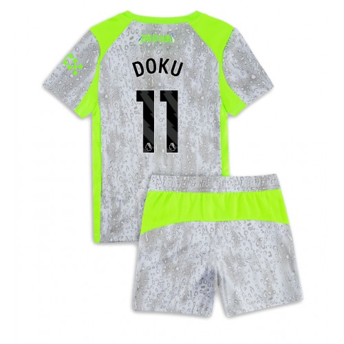 Camisa de time de futebol Manchester City Jeremy Doku #11 Replicas 3º Equipamento Infantil 2025-26 Manga Curta (+ Calças curtas)